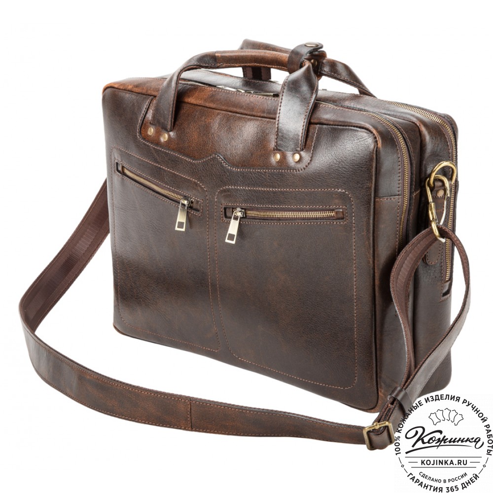 Кожаная мужская сумка-рюкзак "Генри" (коричневый эксклюзив)